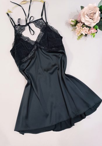 Nuisette en Satin NNS28  NOIR