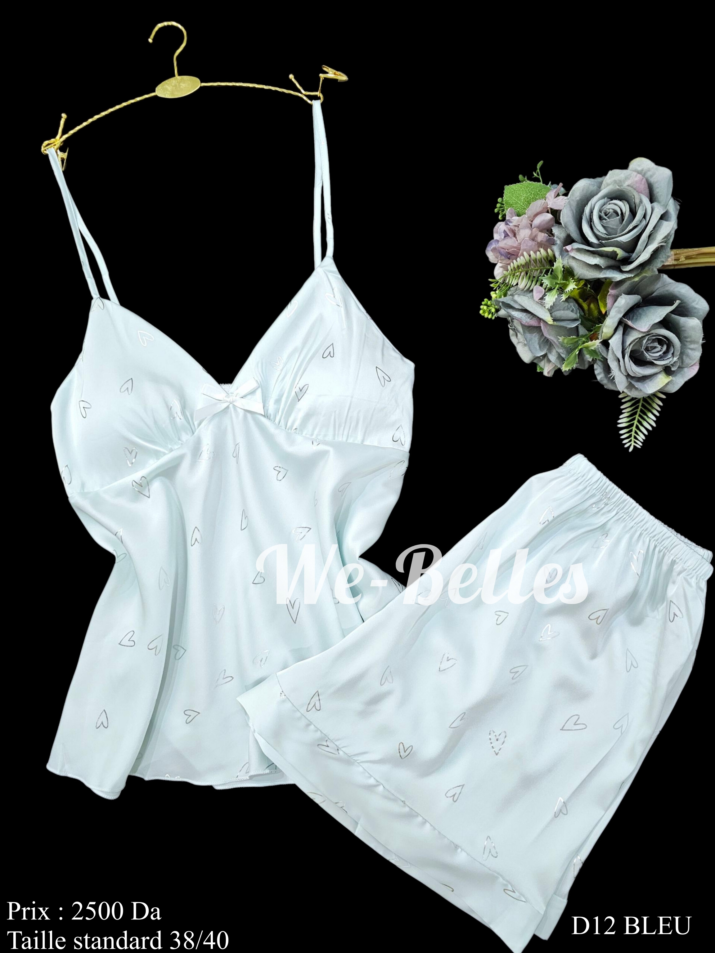 Short en Satin D12 BLEU