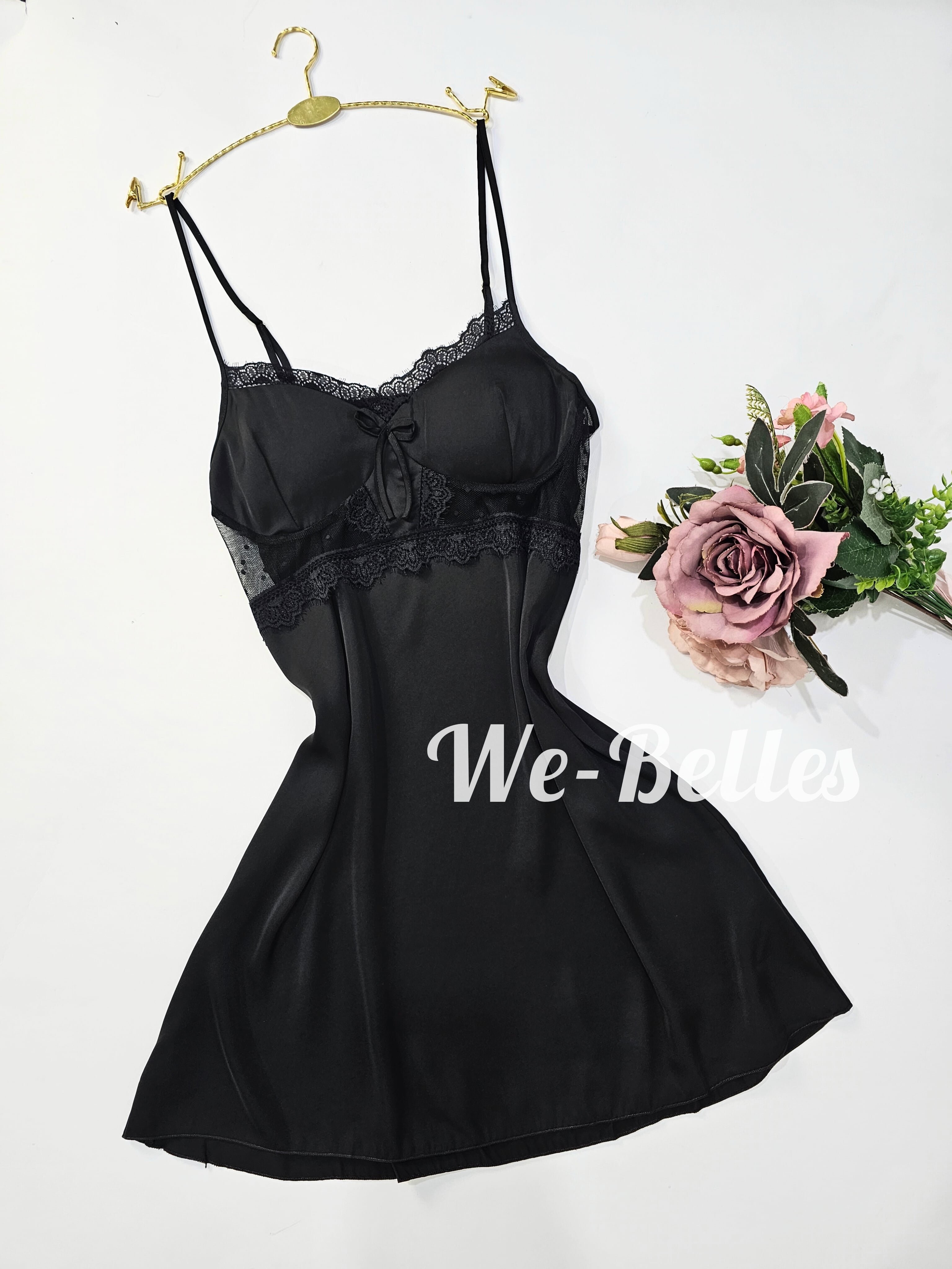 Nuisette en Satin NNS47 NOIR