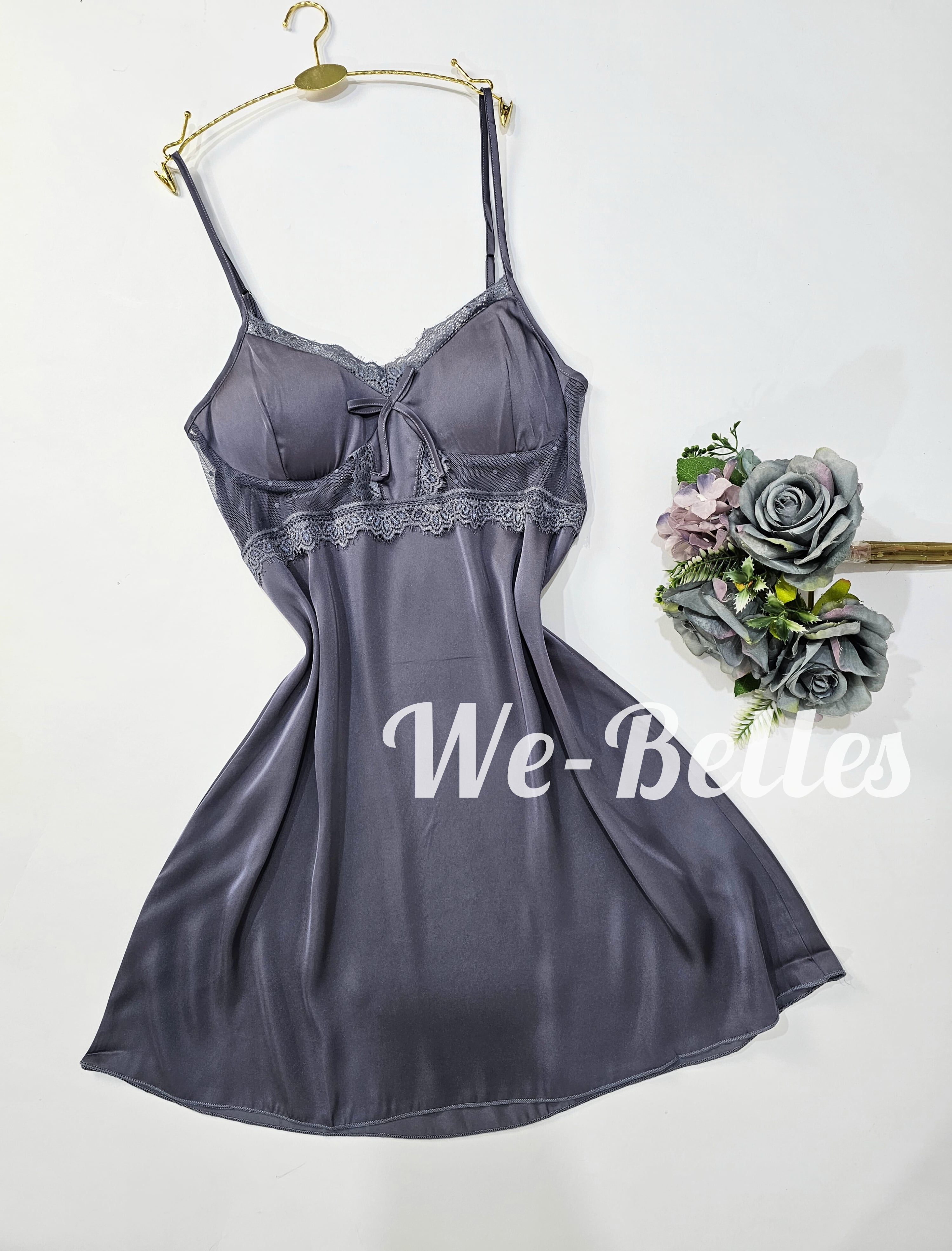 Nuisette en Satin NNS47  GRIS