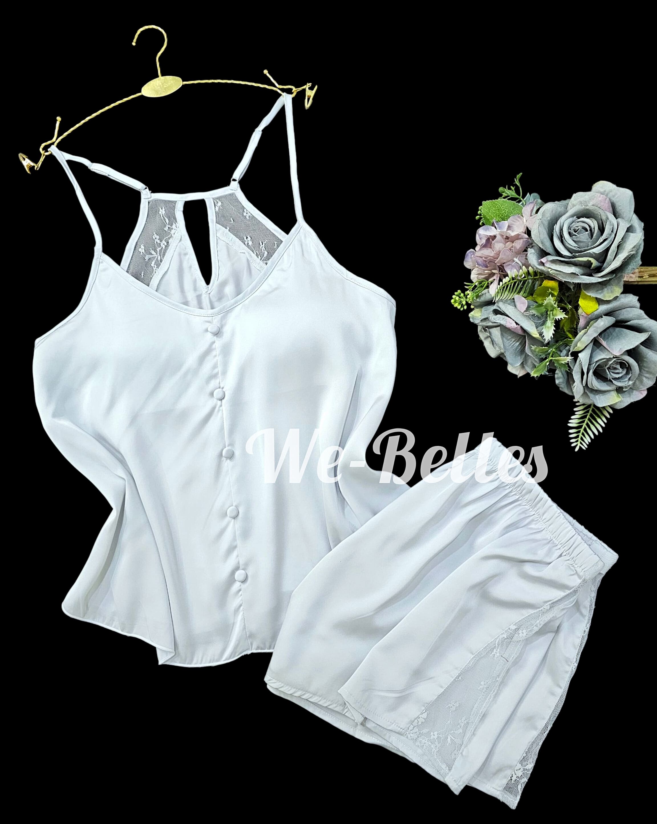 Short en Satin D16 BLEU