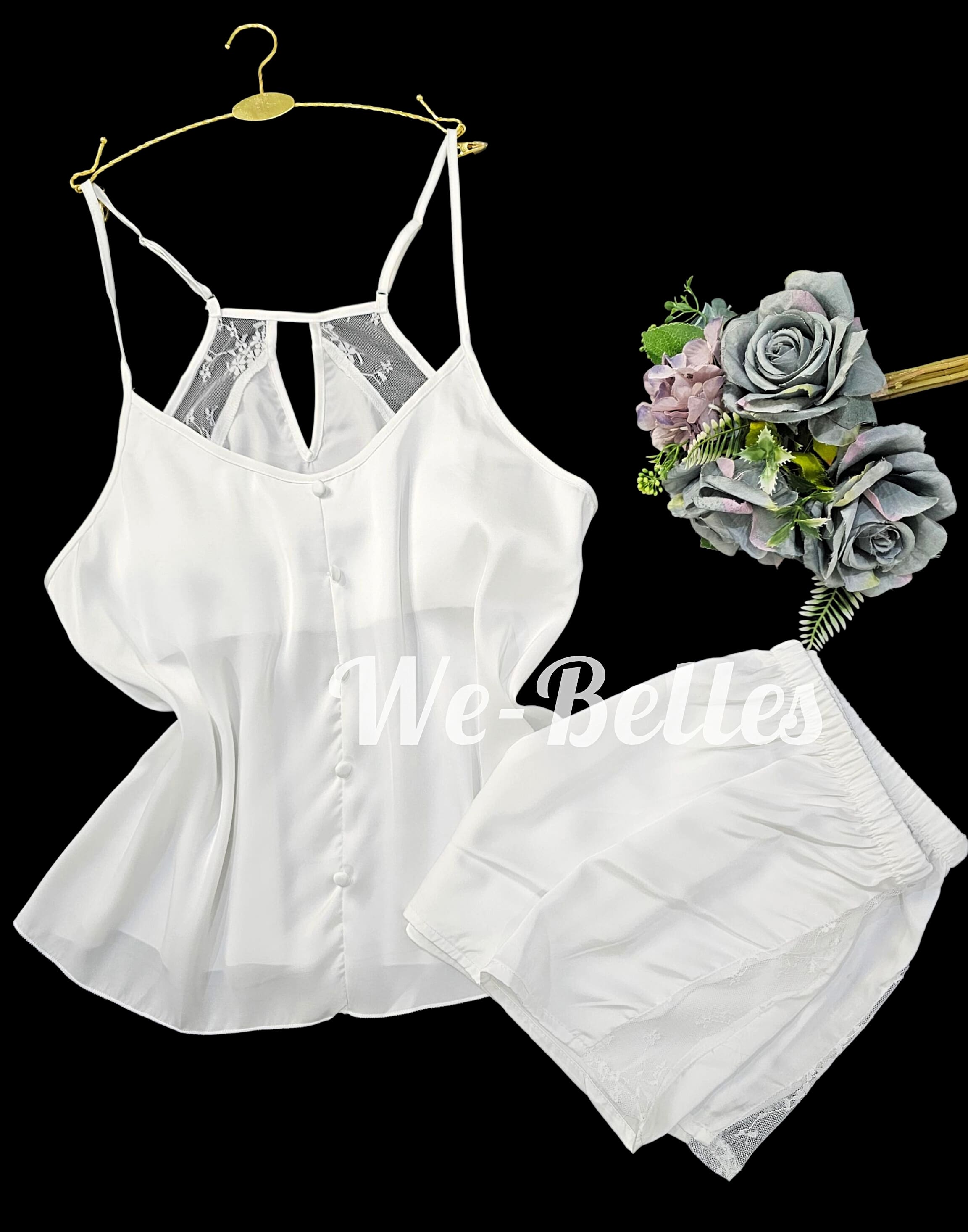 Short en Satin D16 BLANC