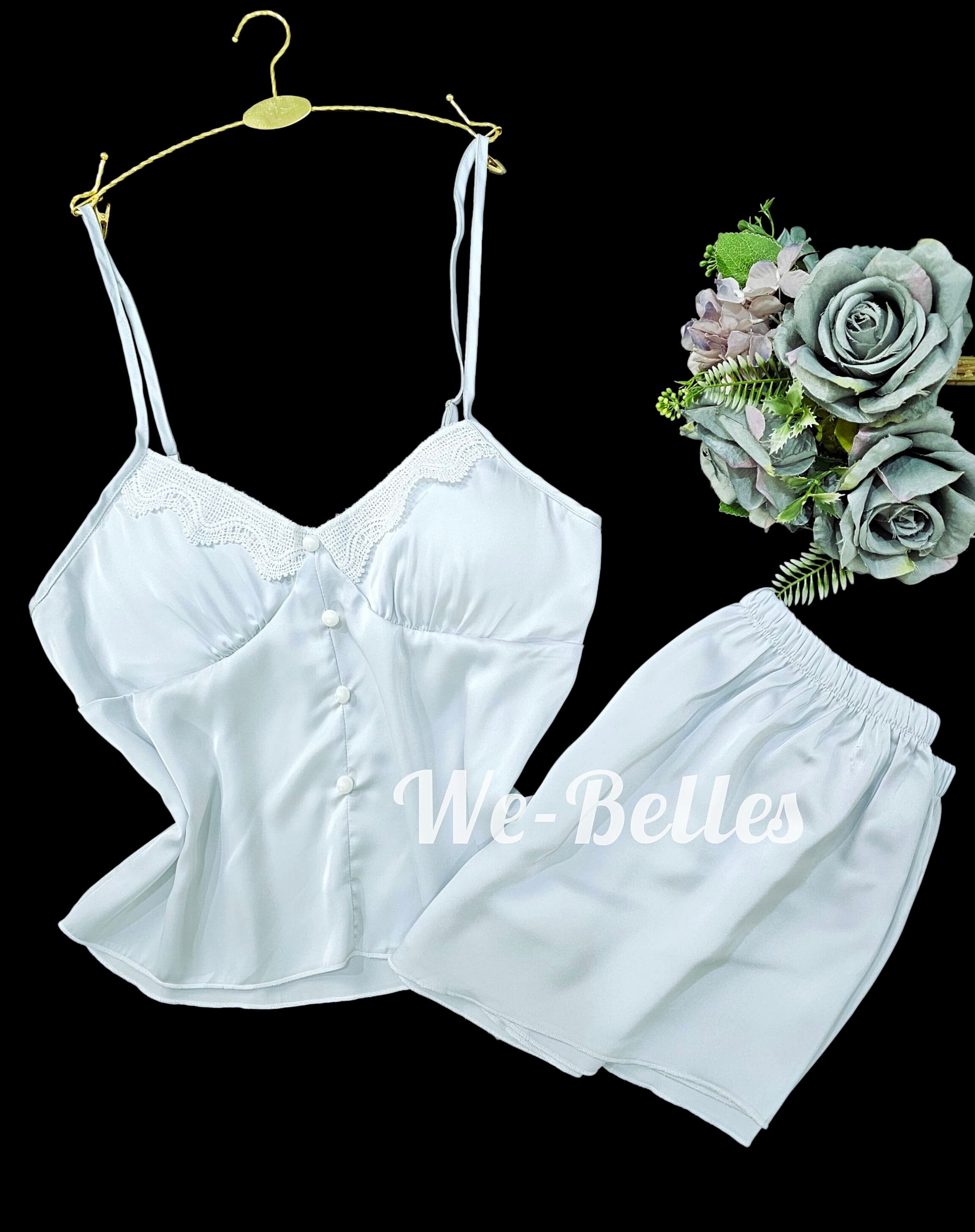 Short en Satin D18 BLEU