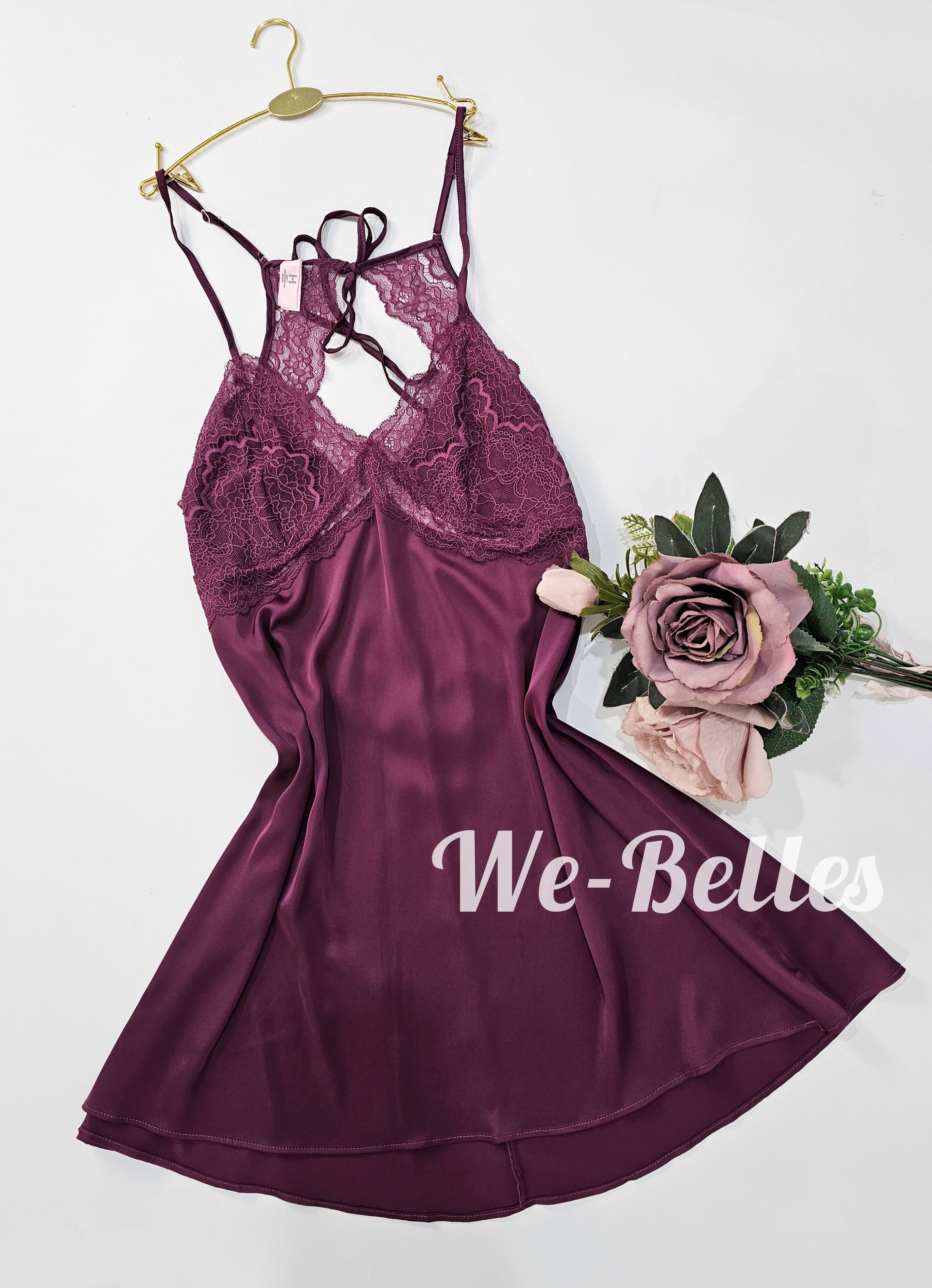 Nuisette en Satin NNS28 AUBERGINE